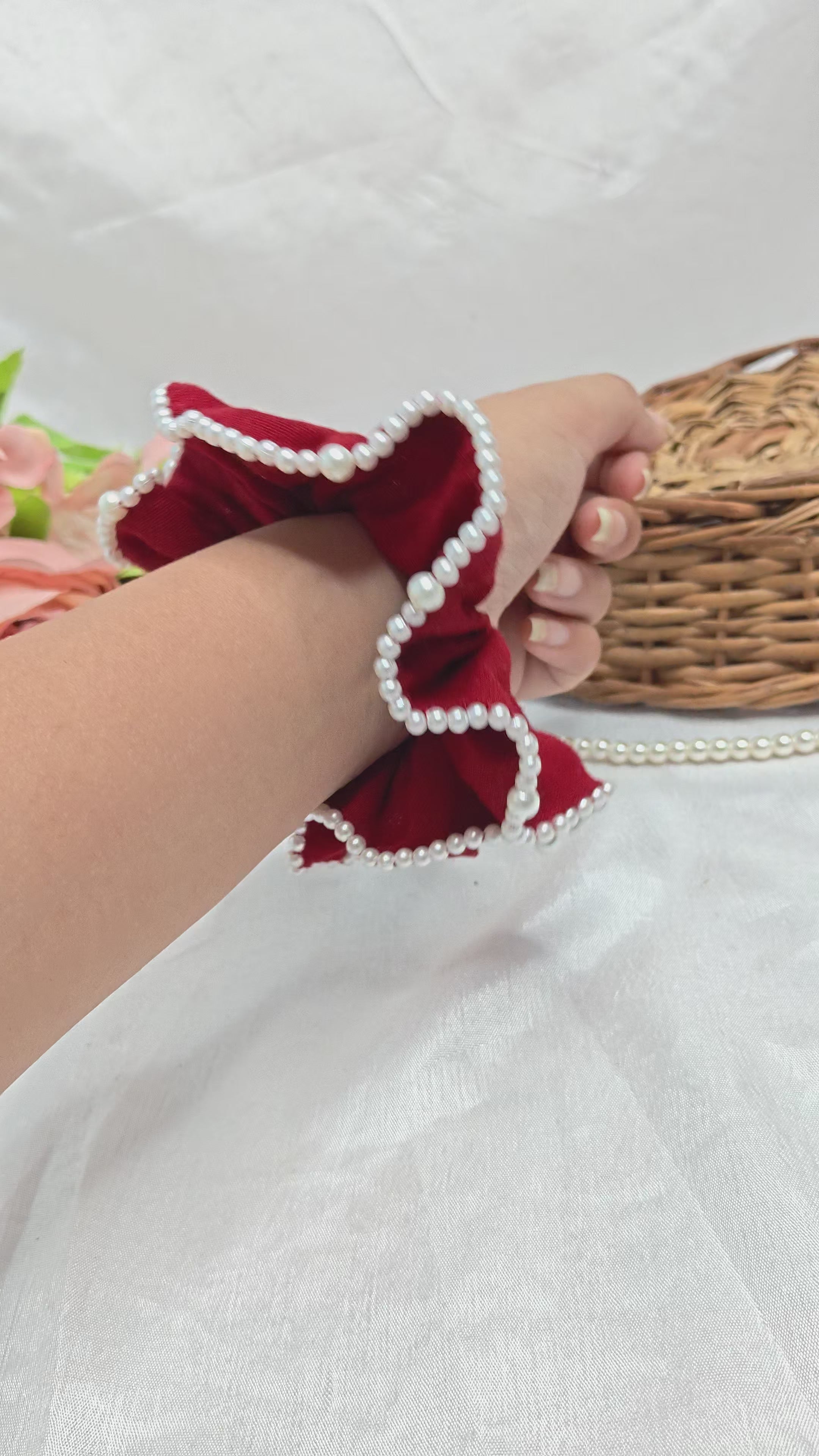 Pearl Rose Scrunchie