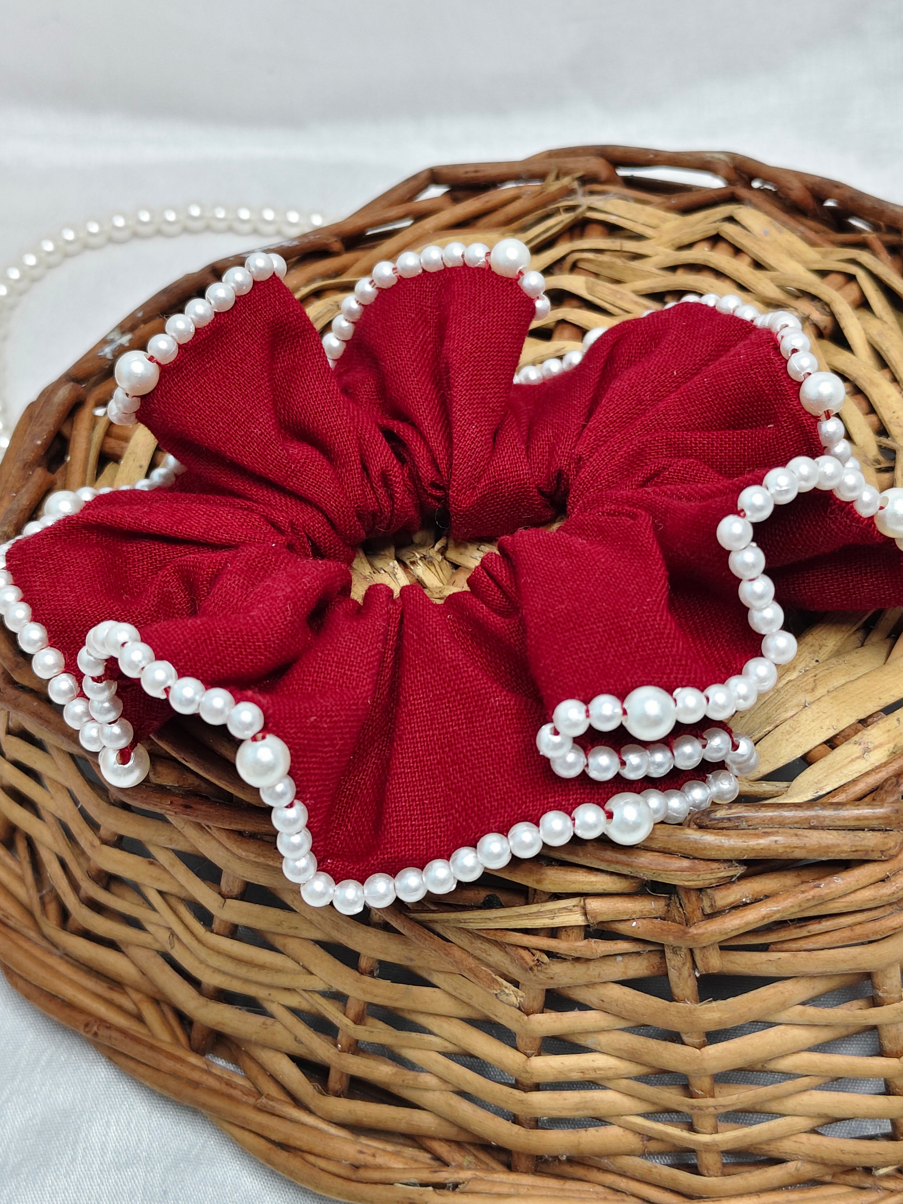 Pearl Rose Scrunchie