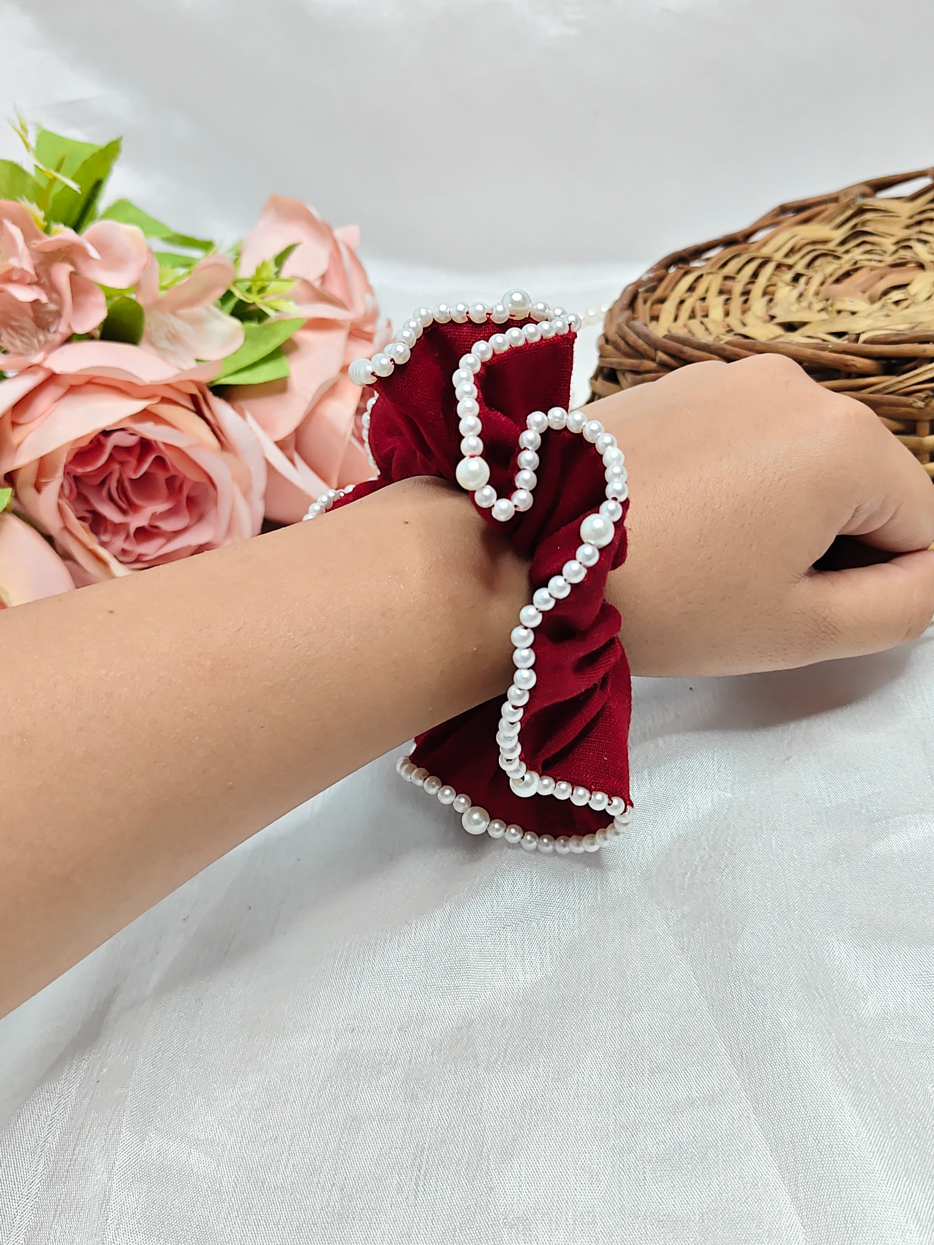 Pearl Rose Scrunchie